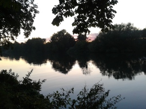 Losing the light.  The Thames, getting close to Goring.