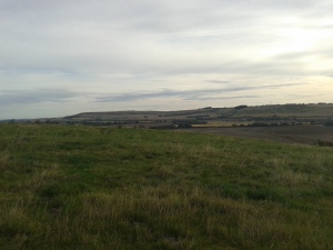 Sunday morning.  On Smeaths Ridge looking back towards Liddington Caslte area